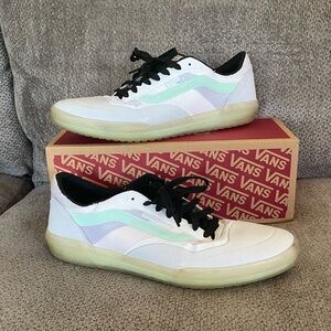 Vans White and Light Green Casual Shoes
